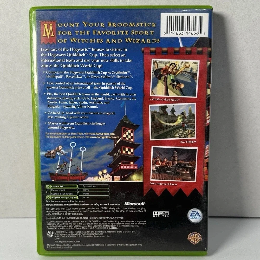 Harry Potter Quidditch World Cup Xbox Original 2003 CIB‎ Complete Tested